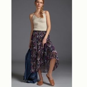 ANTHROPOLOGIE Debra Metallic Striped Maxi Skirt L